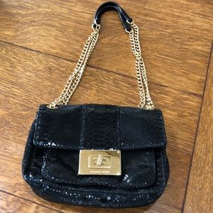 Michael Kors, genuine snakeskin evening bag with double shoulder chain